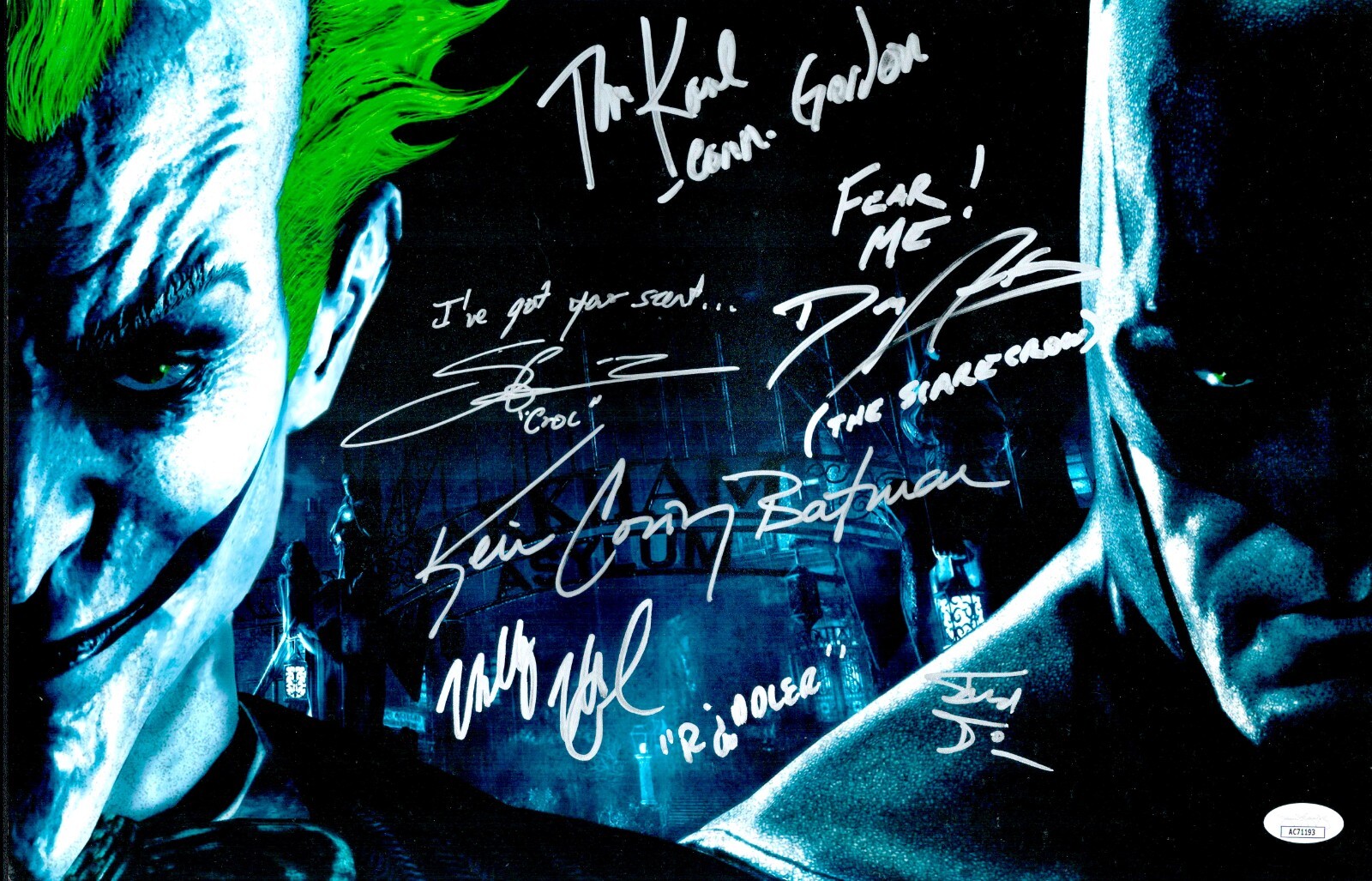 Kevin Conroy +5 Signed 11×17 Batman Arkham Asylum Authentic Autograph JSA COA