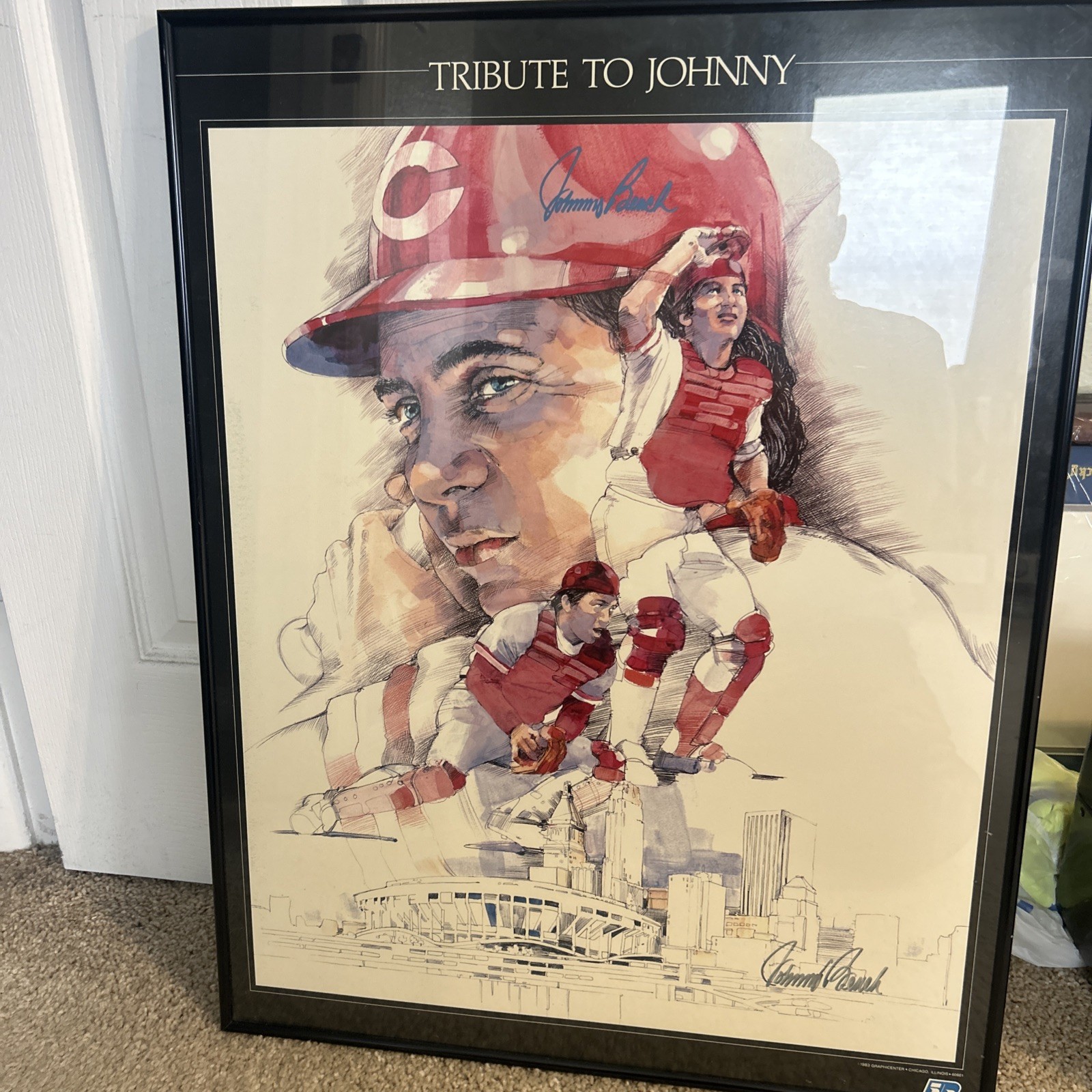 Johnny Bench Tribute To Johnny Poster Signed Autographed 27×21 Framed Cincinnati