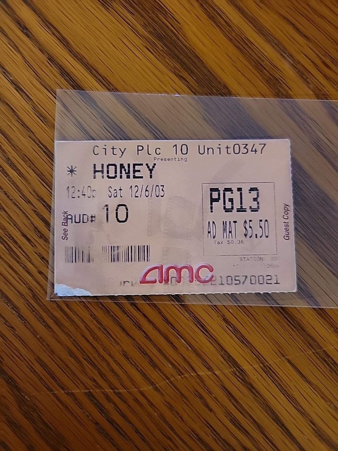 2003 Honey Original Movie Ticket Stub Opening Weekend Jessica Alba Romeo Miller