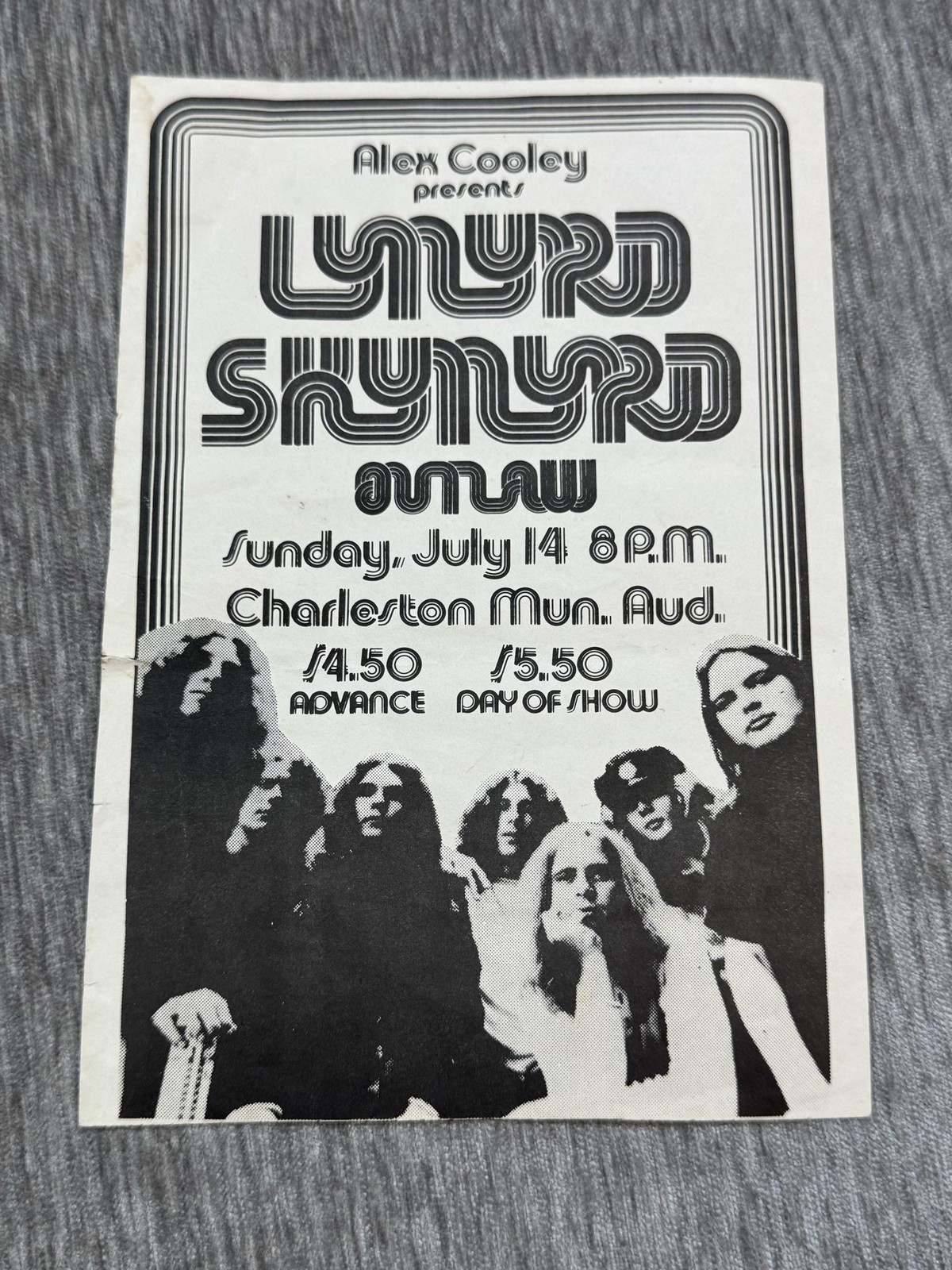 Lynyrd Skynyrd Outlaw Concert Flyer 1974 Charleston Auditorium Handbill Original