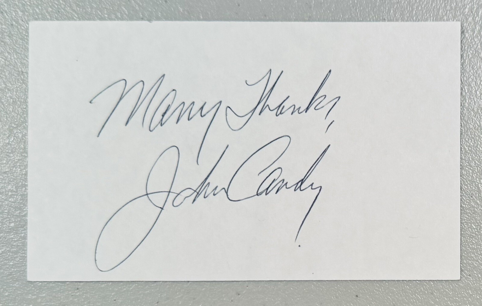 John Candy Signed Autographed 3×5 Card SWAU Authenticated Spaceballs Uncle Buck