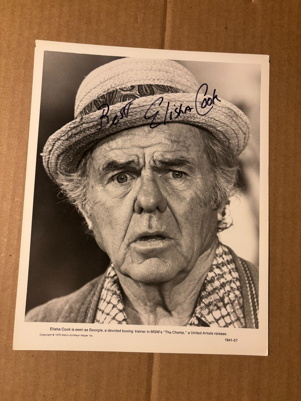 Elisha Cook Jr. Rare Vintage Autographed 8/10 Photo ’79 Maltese Falcon Shane