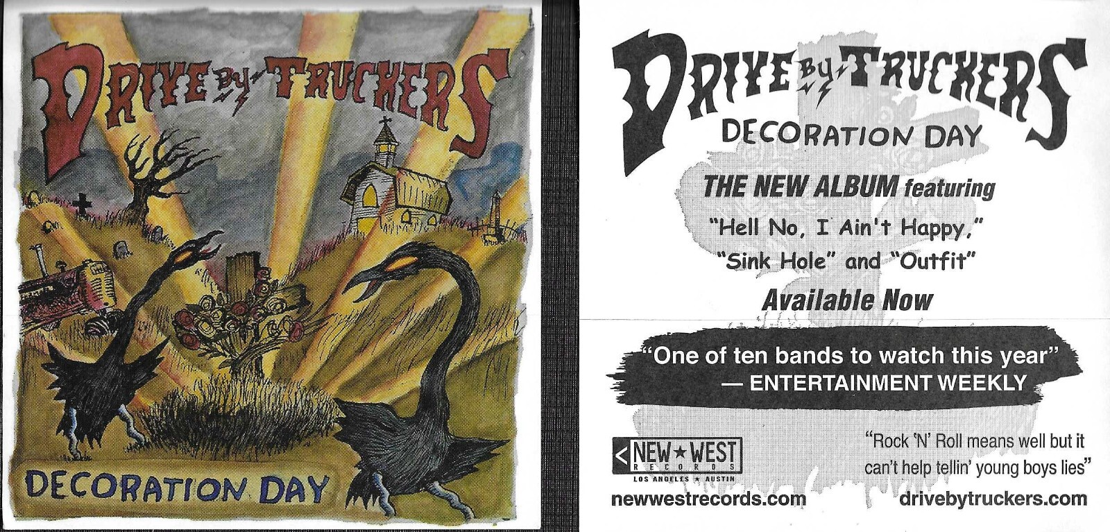 DRIVE BY TRUCKERS Rare SET OF 2 PROMO STICKER DECAL 4×4 for Decoration CD MINT