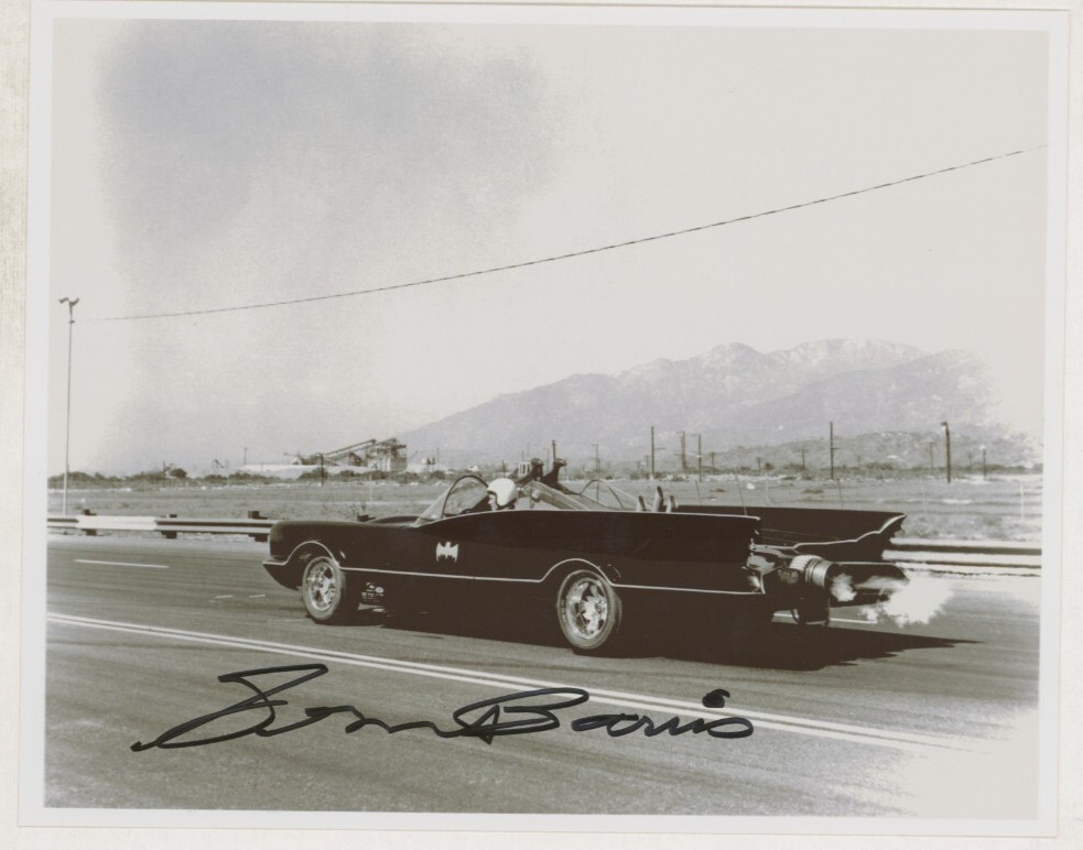 George Barris SIGNED Batman Batmobile Photo / Adam West & Burt Ward TV Show
