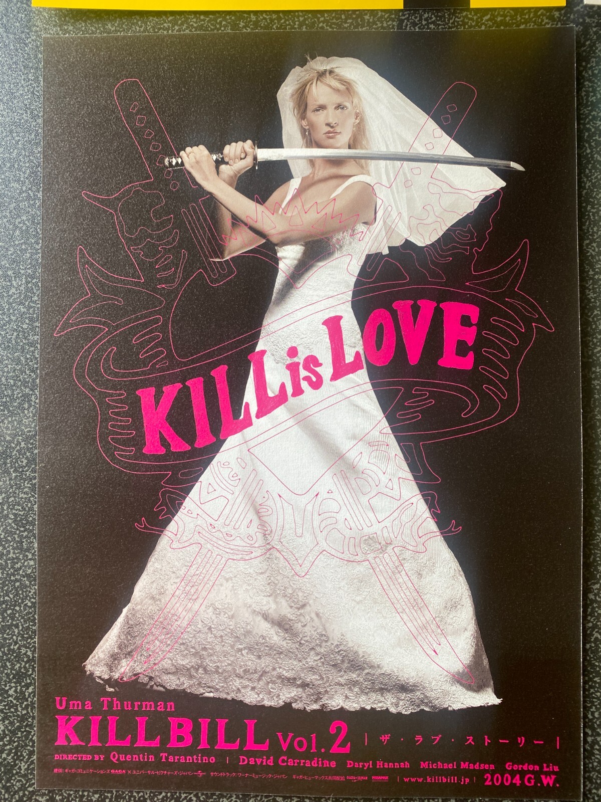KILL BILL Vol.1 2 Japan flyer mini-poster x7 FULL SET + BONUS Quentin TARANTINO