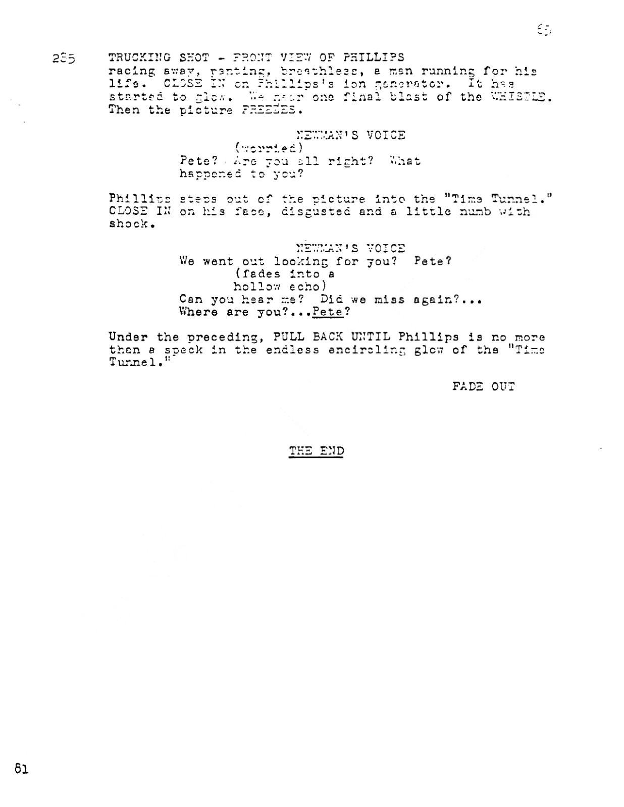 The Time Tunnel TV Pilot Script (66 pg)(1966) James Darren, Irwin Allen- Reprint