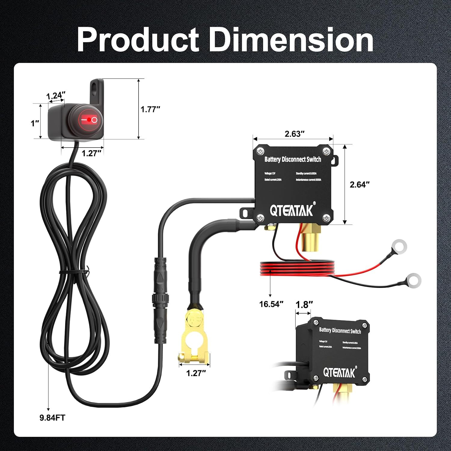 12V 250A Battery Disconnect Switch Kill Switch, Prevent Battery Drain for Car Tr