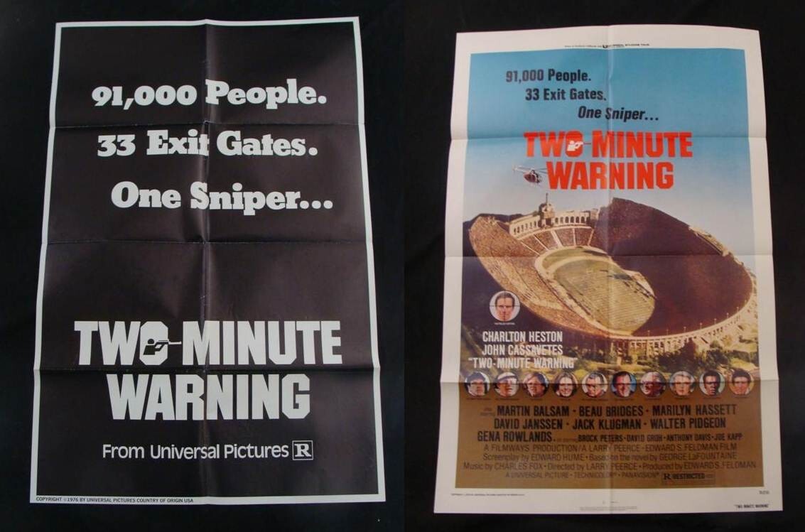 TWO MINUTE WARNING movie poster lot of 2 CHARLTON HESTON JOHN CASSAVETES Origina