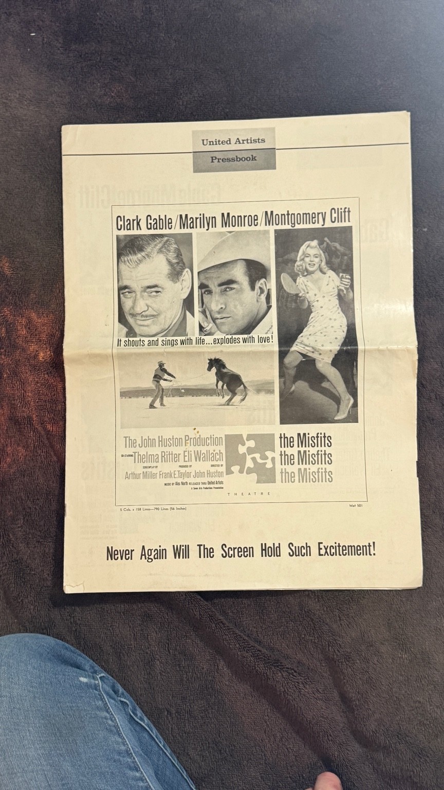 The Misfits – Clark Gable / Marilyn Monroe Original United Artists Pressbook