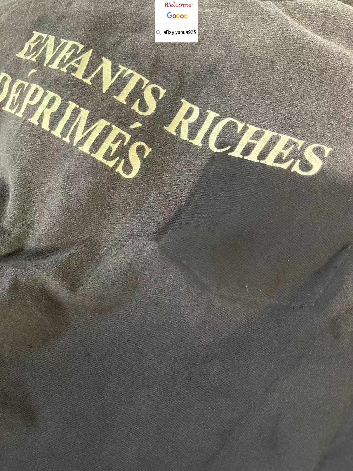 FRAINY 25SS FAN RICHES VINTAGE BLACK T SHIRT LETTER MEN WOMEN LONG SLEEVE TOP