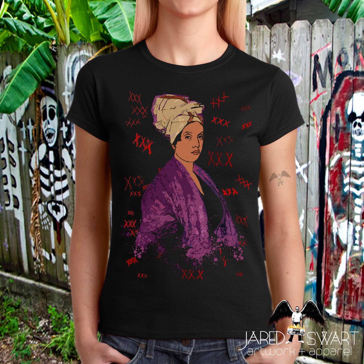 Marie Laveau T-shirt New Orleans Voodoo Queen art by Jared Swart unisex & ladies