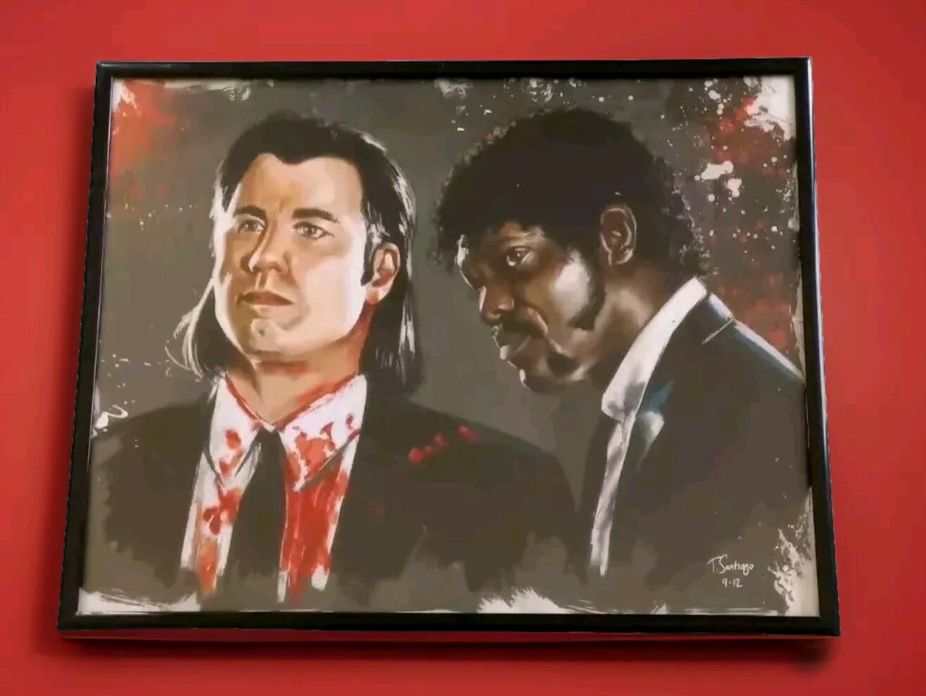 Pulp Fiction Framed Print 14″ x 11″ Vincent & Jules Pop Art By Tony Santiago