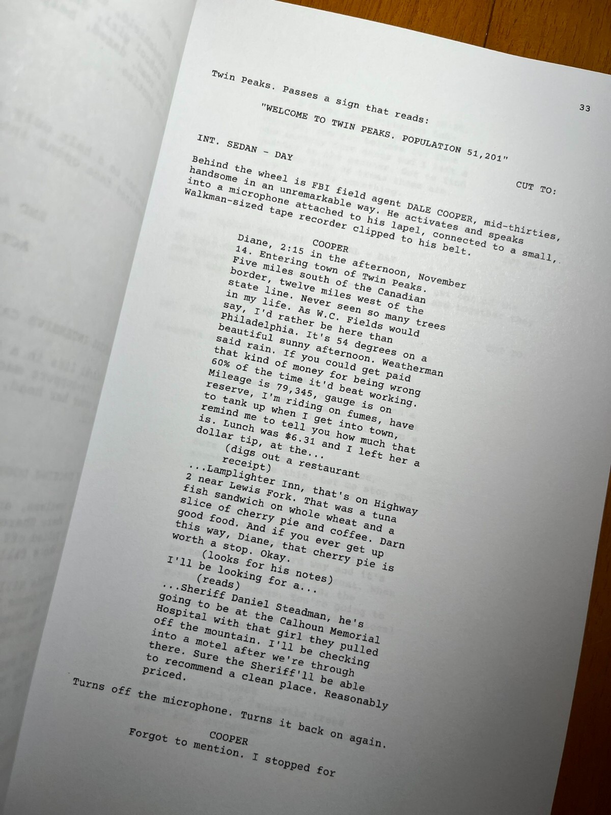 Twin Peaks Pilot Script Cast-Signed- Autograph Reprints- Dale Cooper