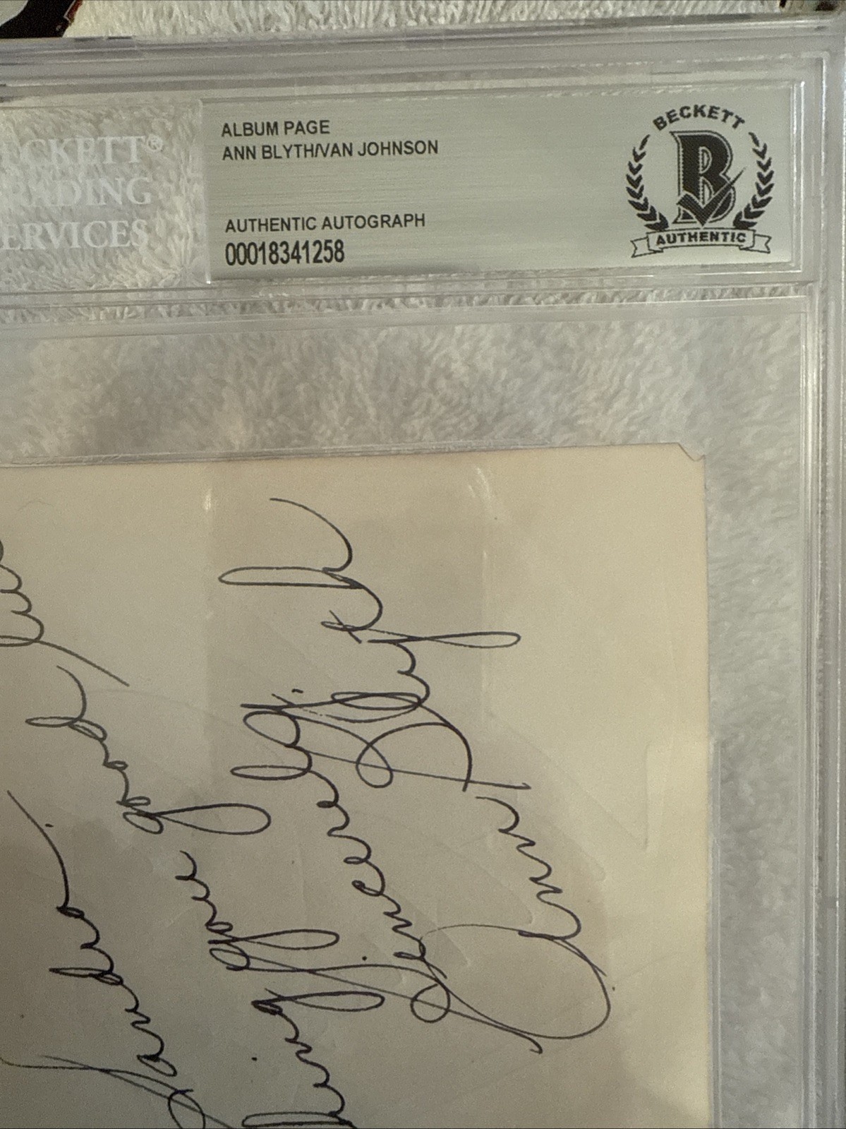Ann Blyth & Van Johnson Signed Paper Card BAS Beckett SLAB Slabbed