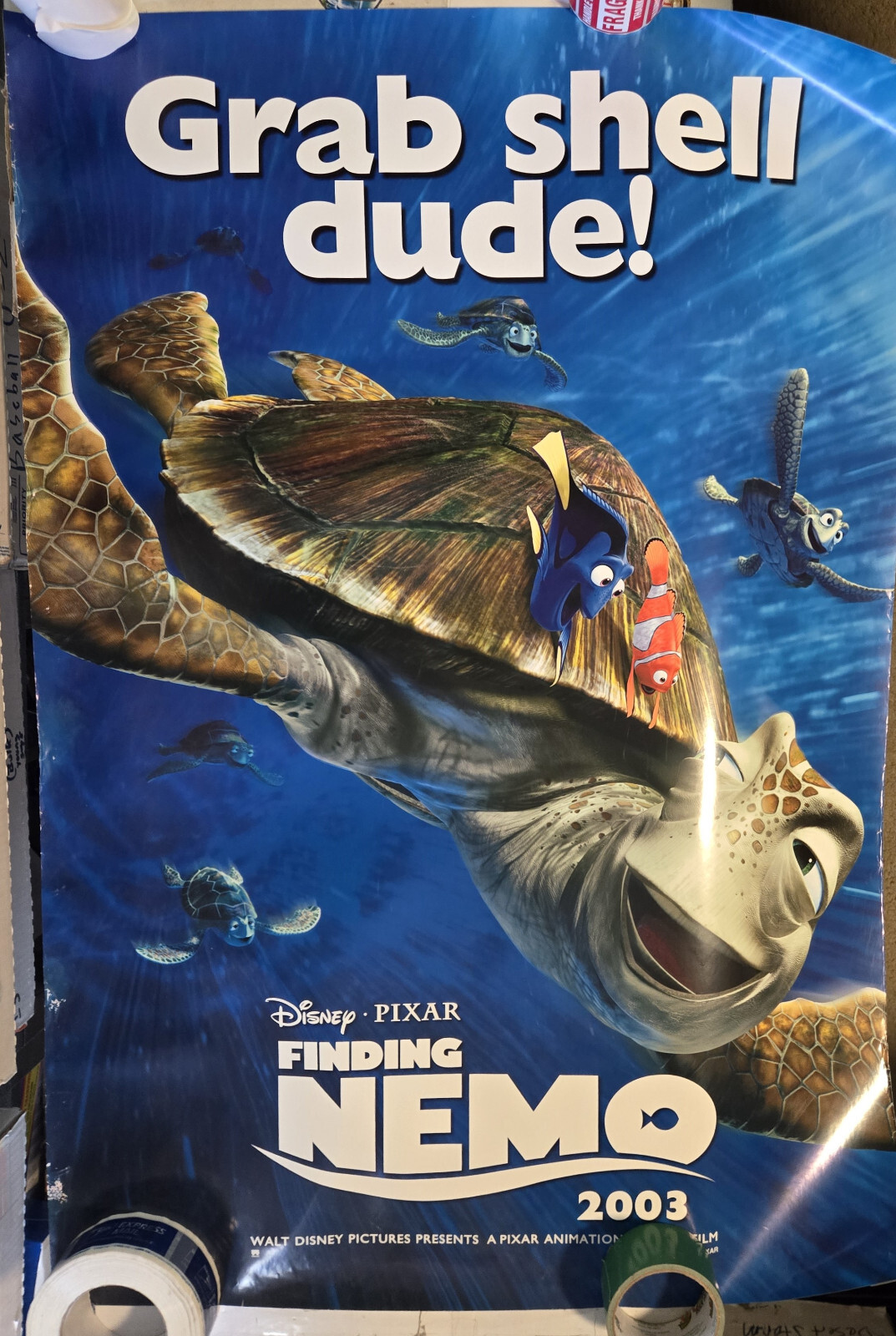 Finding Nemo poster pre owned used on wall roughly 26×36 2003 Disney Pixar