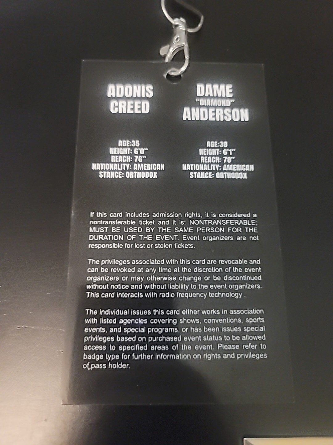 Creed 3 Screen Used Fight Passes. Set Of 3 Trainer Passes.