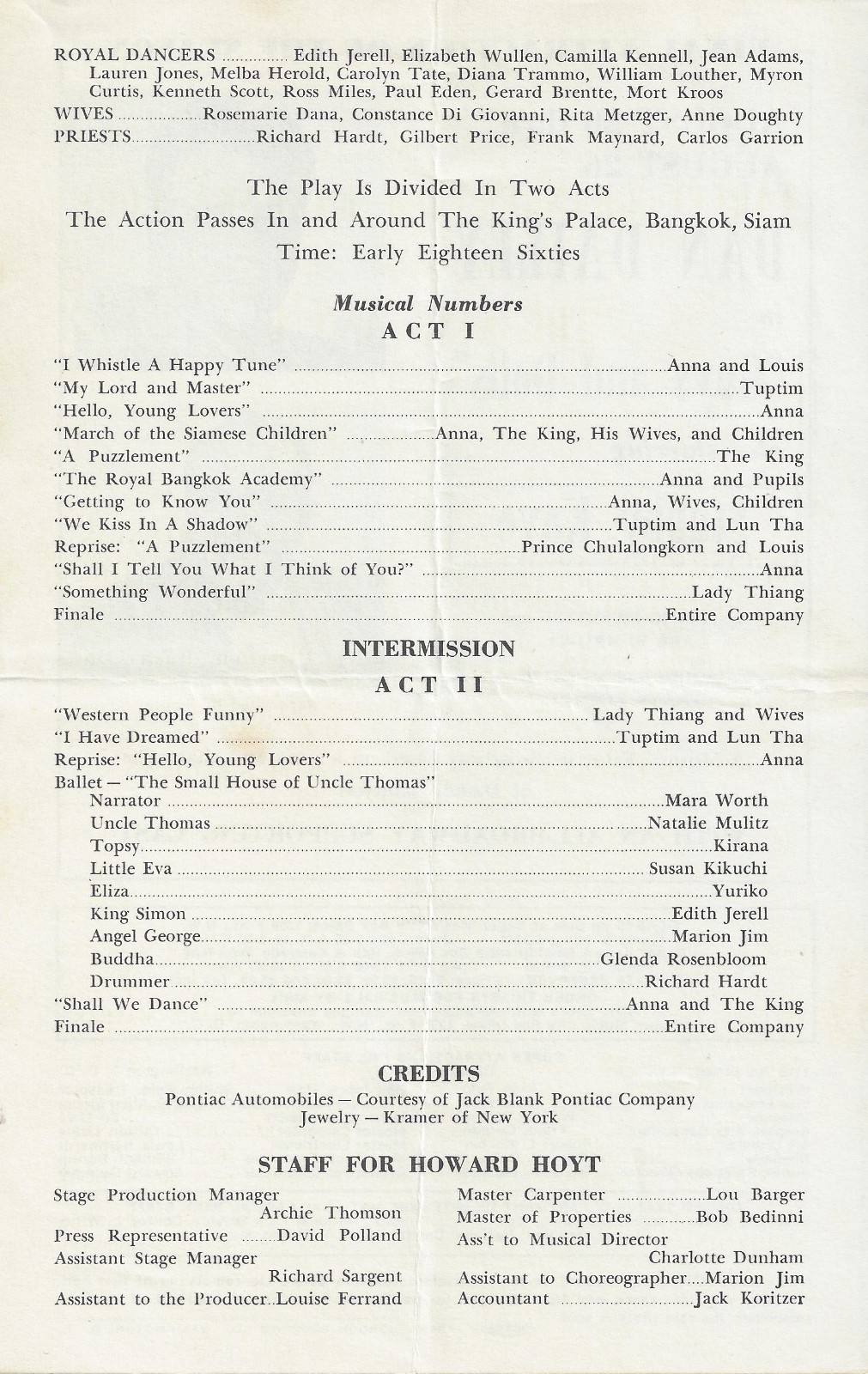 Barbara Cook “KING AND I” Farley Granger 1962 Carter Barron / Washington Program