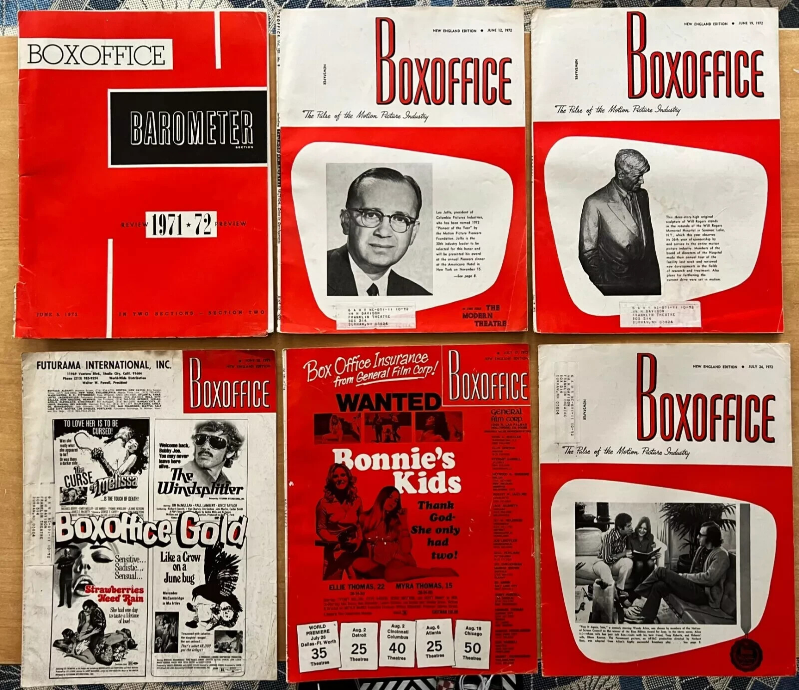 6 BOXOFFICE 1972 BAROMETER Deathmaster BILLY JACK Dr Phibes Rises Again JOE KIDD