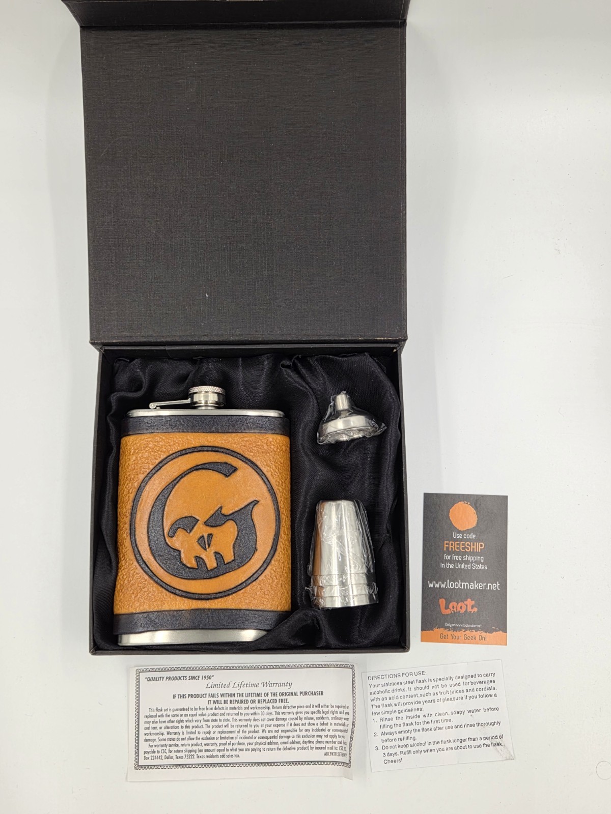 Grimm LootMaker Leather Flask NBC Set TV Show Prop Replica G-Skull Complete Box