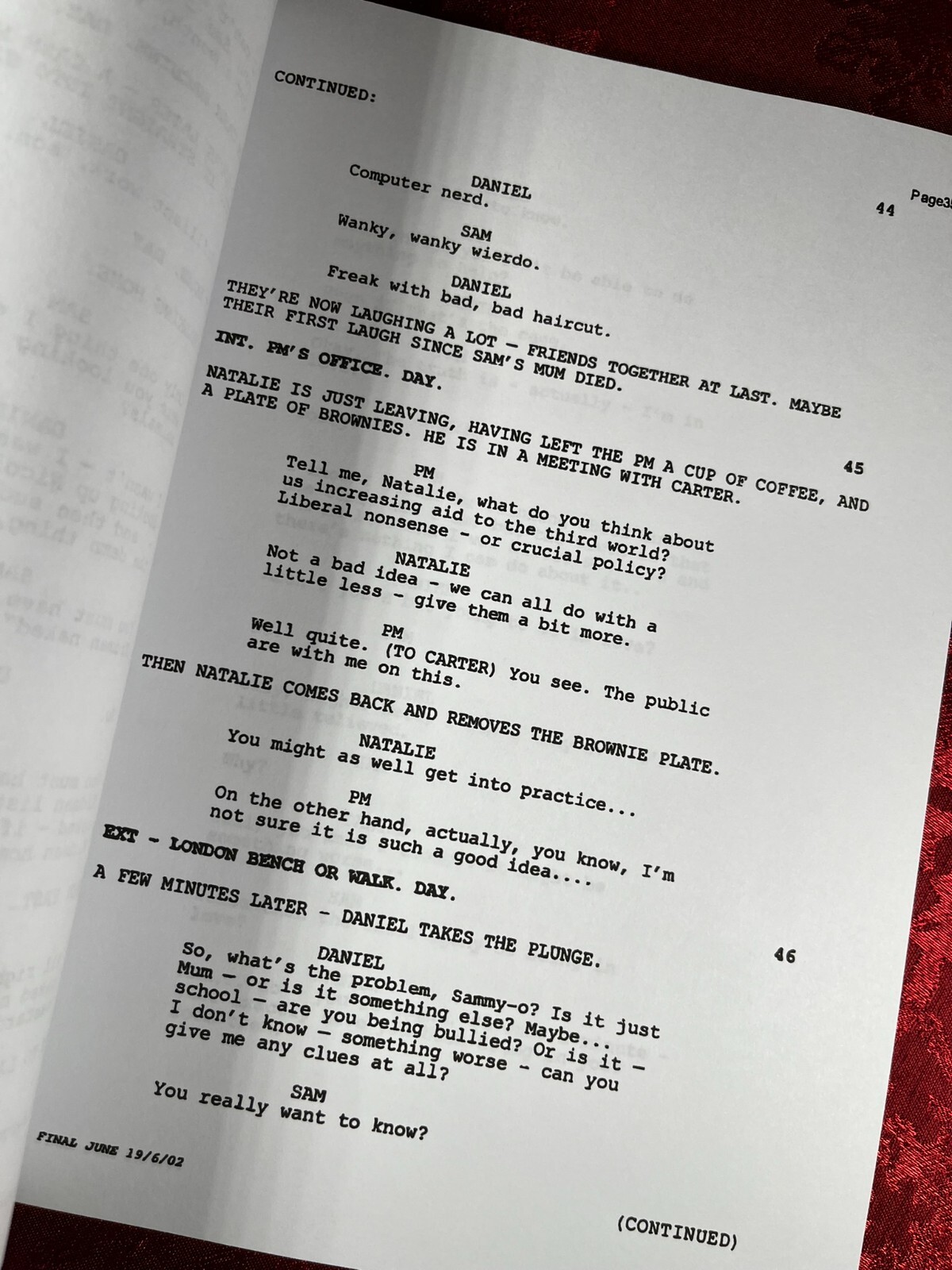 Love Actually Script Signed- Autograph Reprints- 130 Pages- Hugh Grant