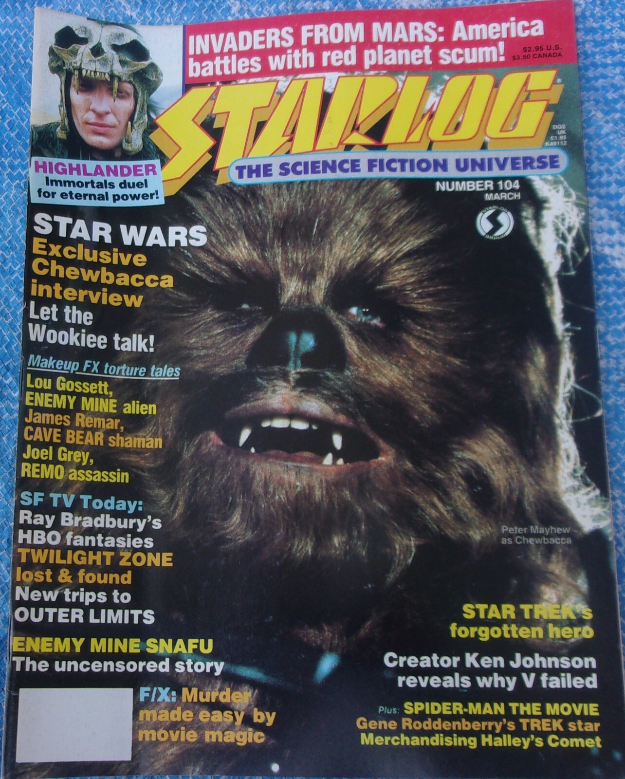 Starlog Magazine #104 1986 Star Wars Chewbacca Spider-Man The Movie Highlander