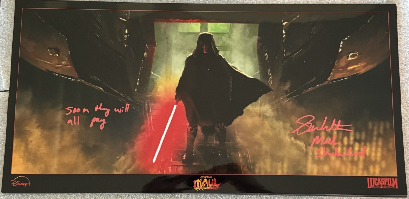 Star Wars Maul Shadow Lord Metallic 10×20 Signed Sam Witwer w/ JSA & Quote