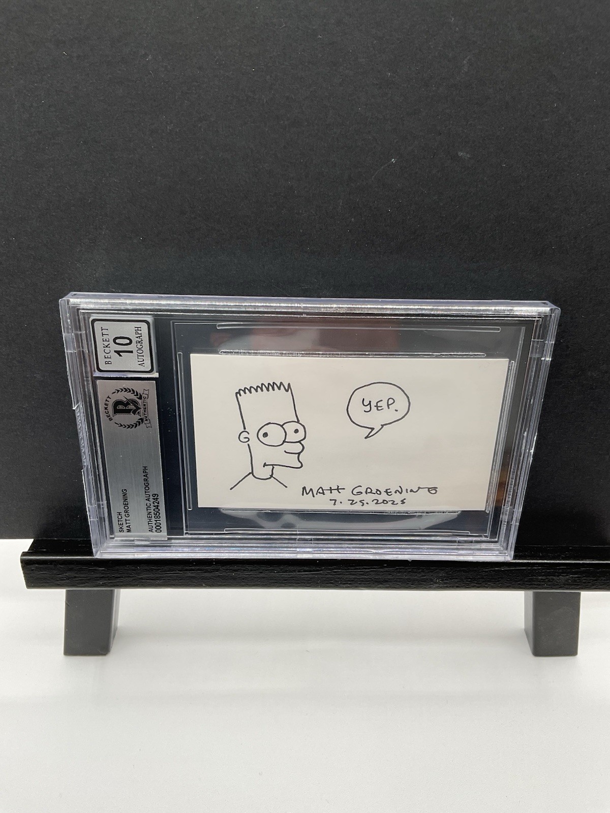 Matt Groening signed sketch BAS Encapsulated Bart Simpson Sketch auto 10 Simpson