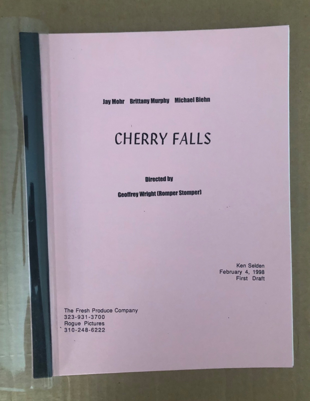 Cherry Falls 1999 Horror/Comedy Screenplay by Ken Selden