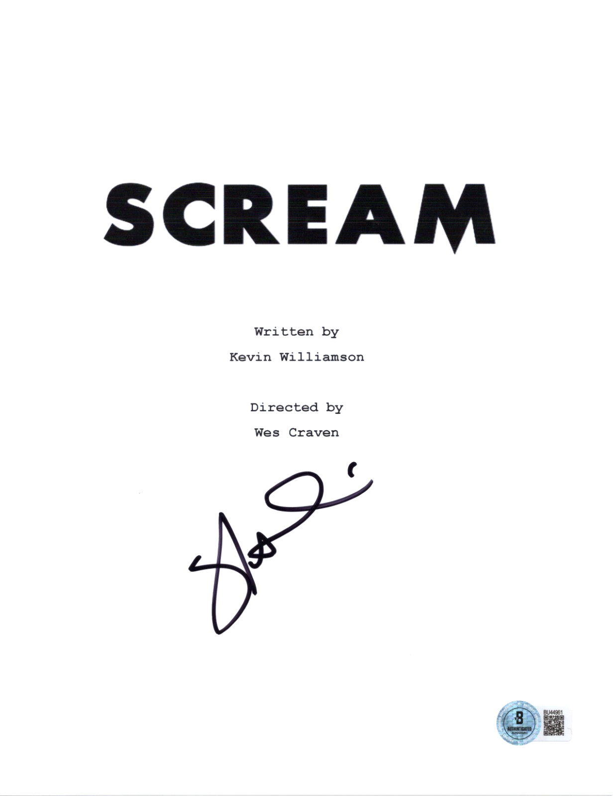 SKEET ULRICH SIGNED ‘SCREAM’ HORROR MOVIE SCREENPLAY SCRIPT 2 BECKETT BAS COA