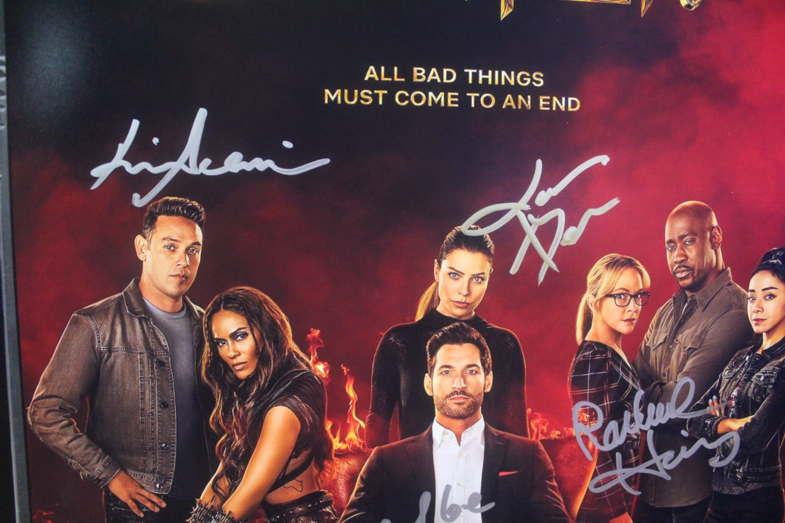 13×19 Autographed Poster – Lucifer – Tom Ellis, Lauren German + COA