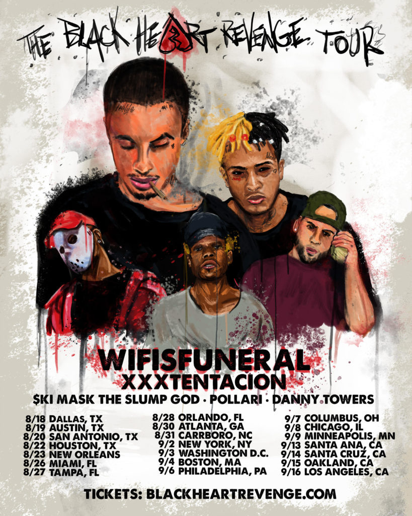 WIFISFUNERAL / XXXTENTACION “BLACK HEART REVENGE TOUR” 2016 USA CONCERT POSTER