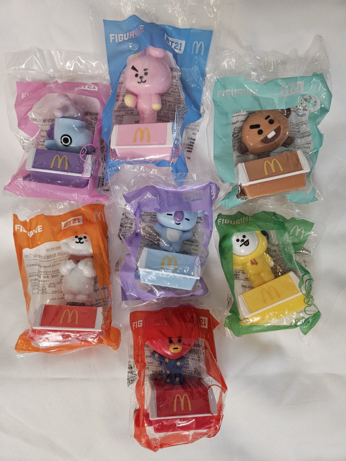 7 BTS x Mcdonalds BT21 Figure set official COOKY CHIMMY MANG TATA SHOOKY RJ KOYA