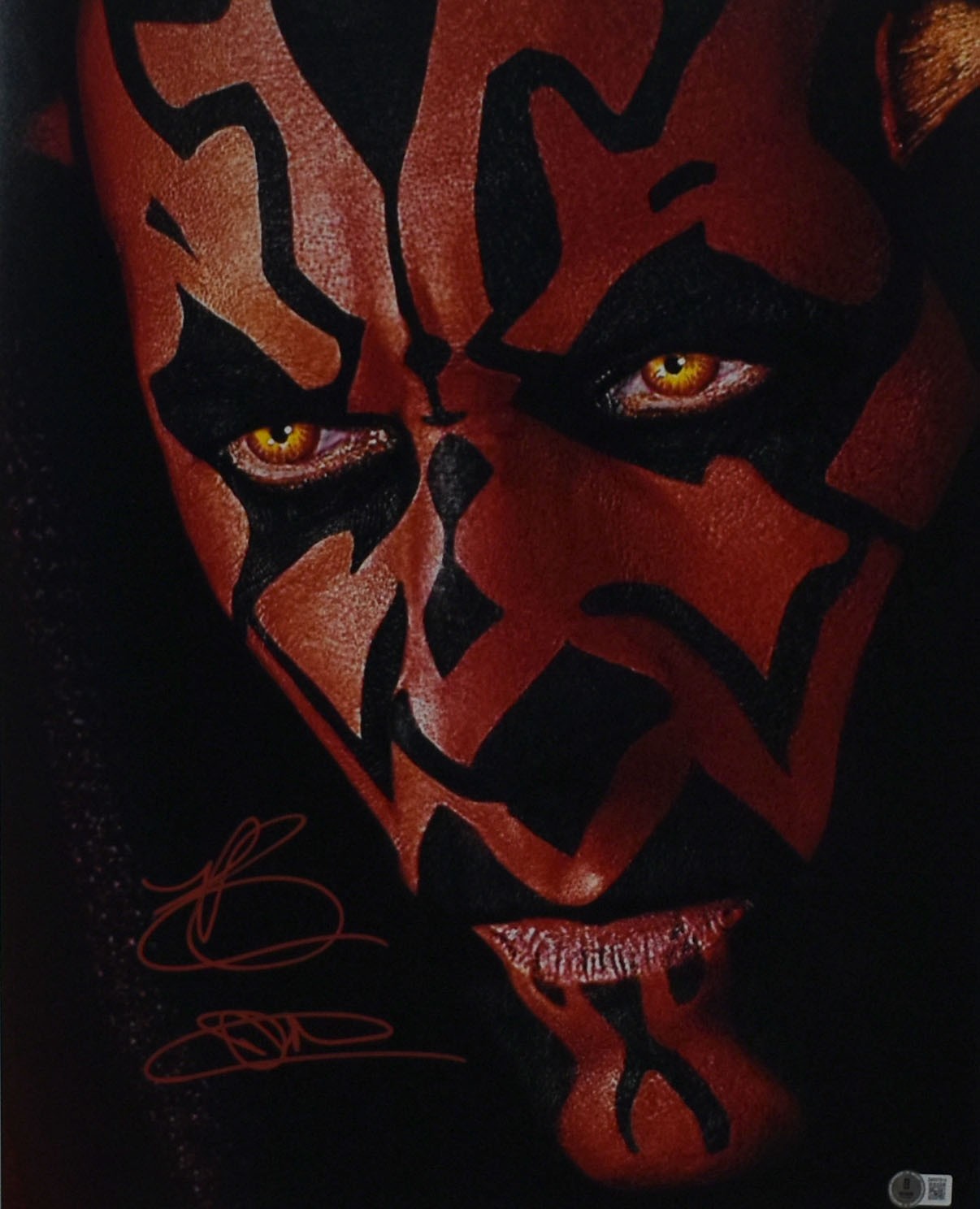 Ray Park Autographed 16×20 Darth Maul Close Up 2 Photo- Beckett W Hologram *Red