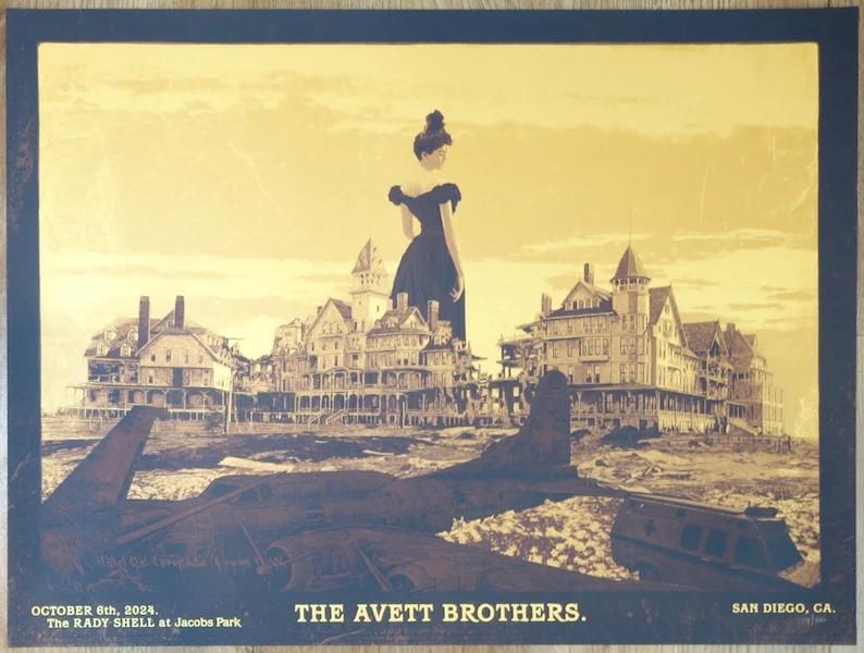 2024 The Avett Brothers – San Diego Silkscreen Concert Poster by Daniel Danger