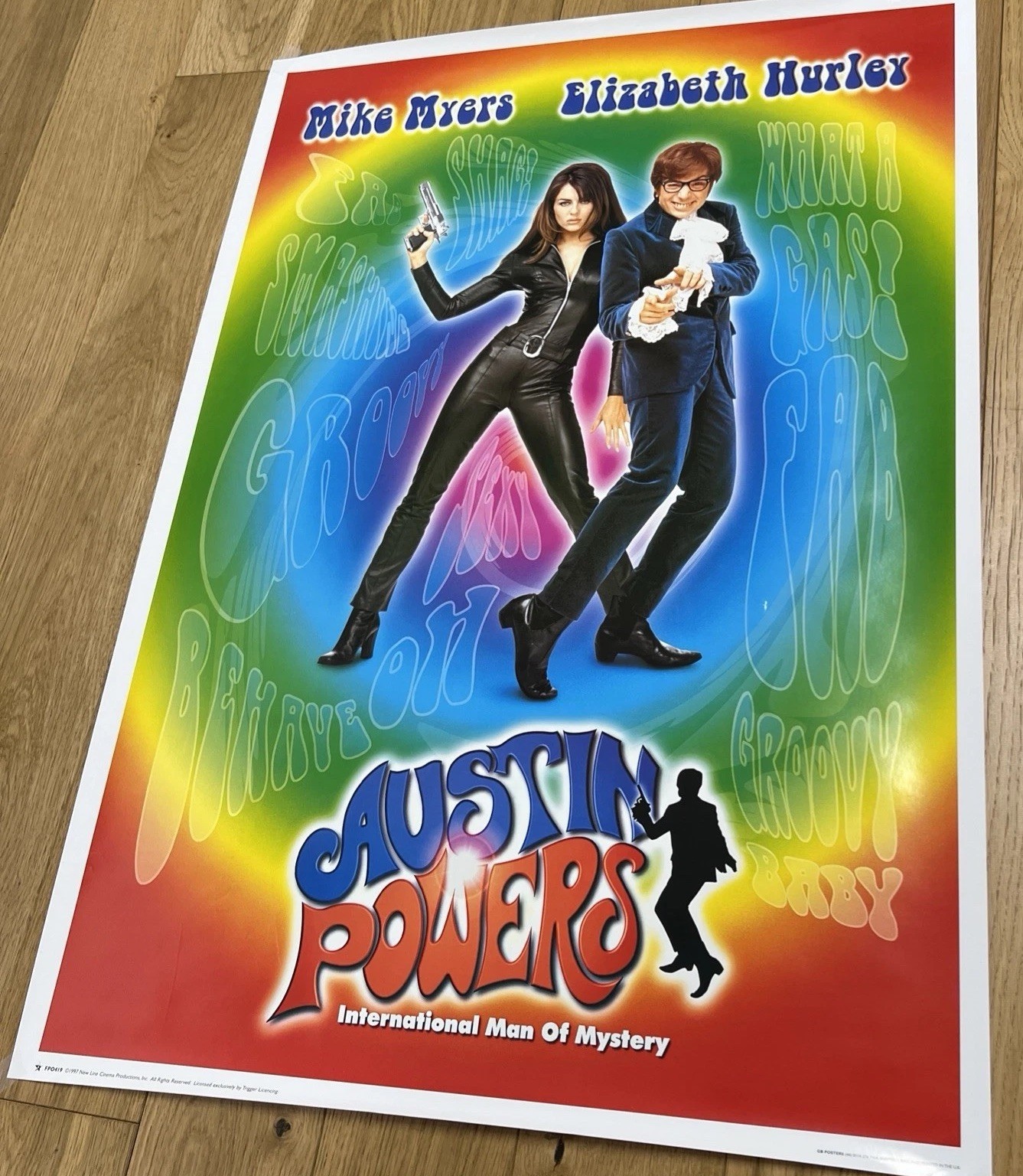 AUSTIN POWERS Movie POSTER 1997 VINTAGE COLLECTIBLE New Old Stock 35” Mike Myers