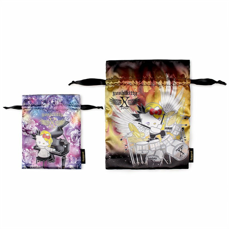 yoshikitty X JAPAN Yoshiki x Hello Kitty 2 drawstring Bag Set Japan Sanrio