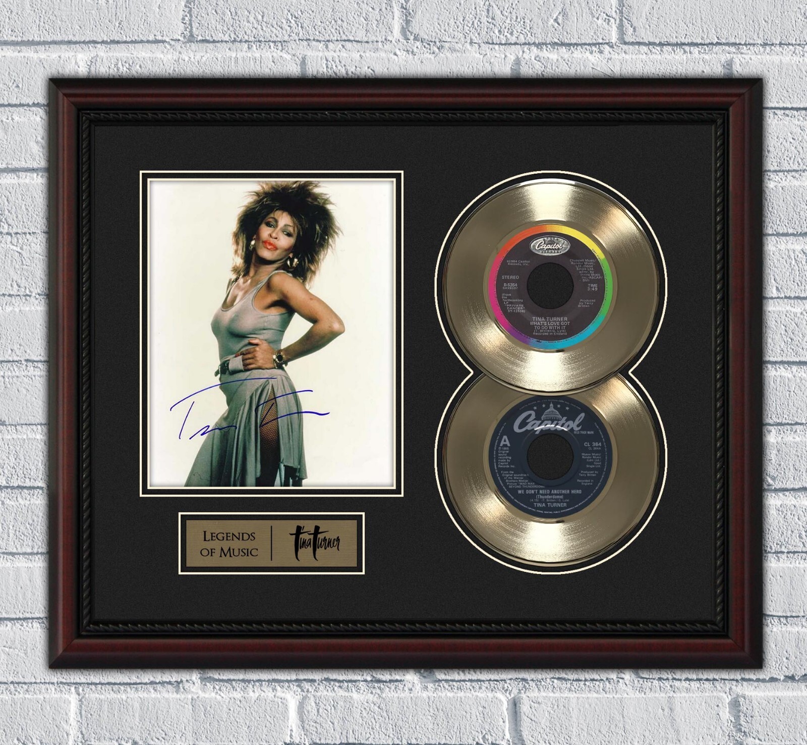 Tina Turner Framed Gold or Platinum 45 Record w/ Reproduction Signatures