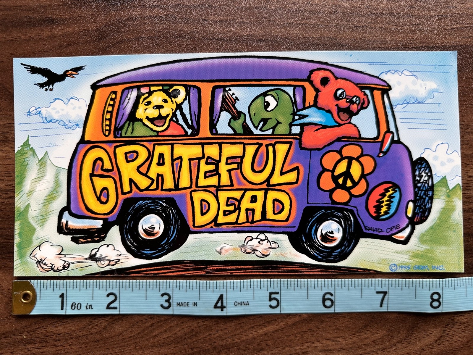 Vintage Original Grateful Dead Window Bumper Sticker Bears Turtles Bus 1995