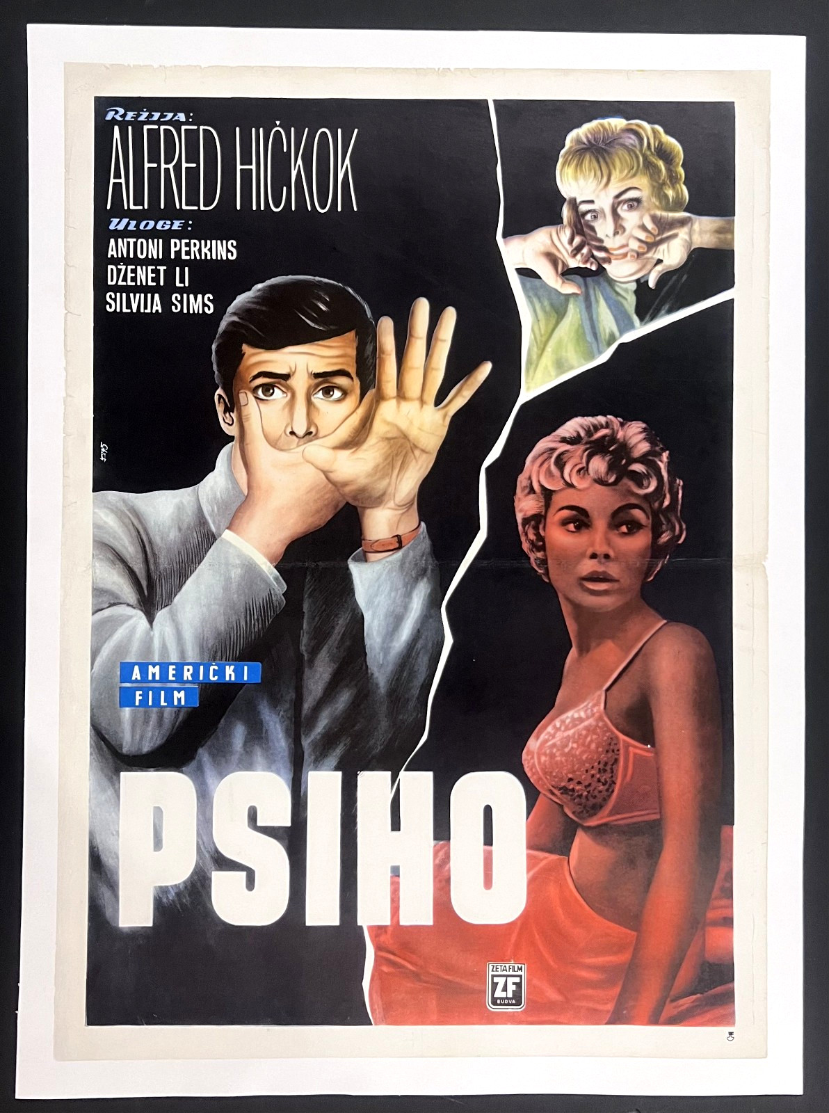 PSYCHO (1960) Alfred Hitchcock, Anthony Perkins & Janet Leigh, EXYU poster!