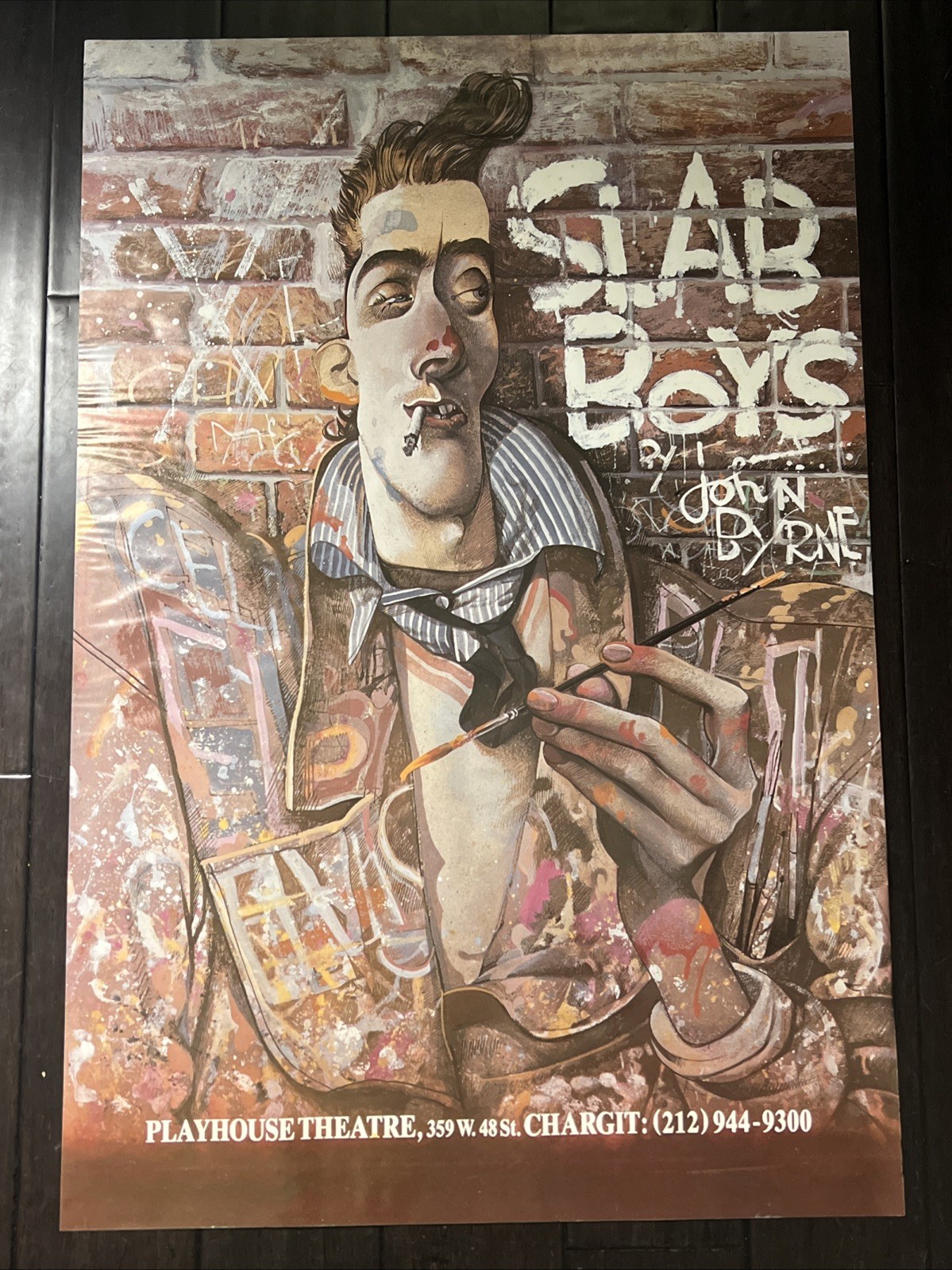 SLAB BOYS Rare Broadway Color Poster Flyer Sean Penn Val Kilmer Kevin Bacon 1983