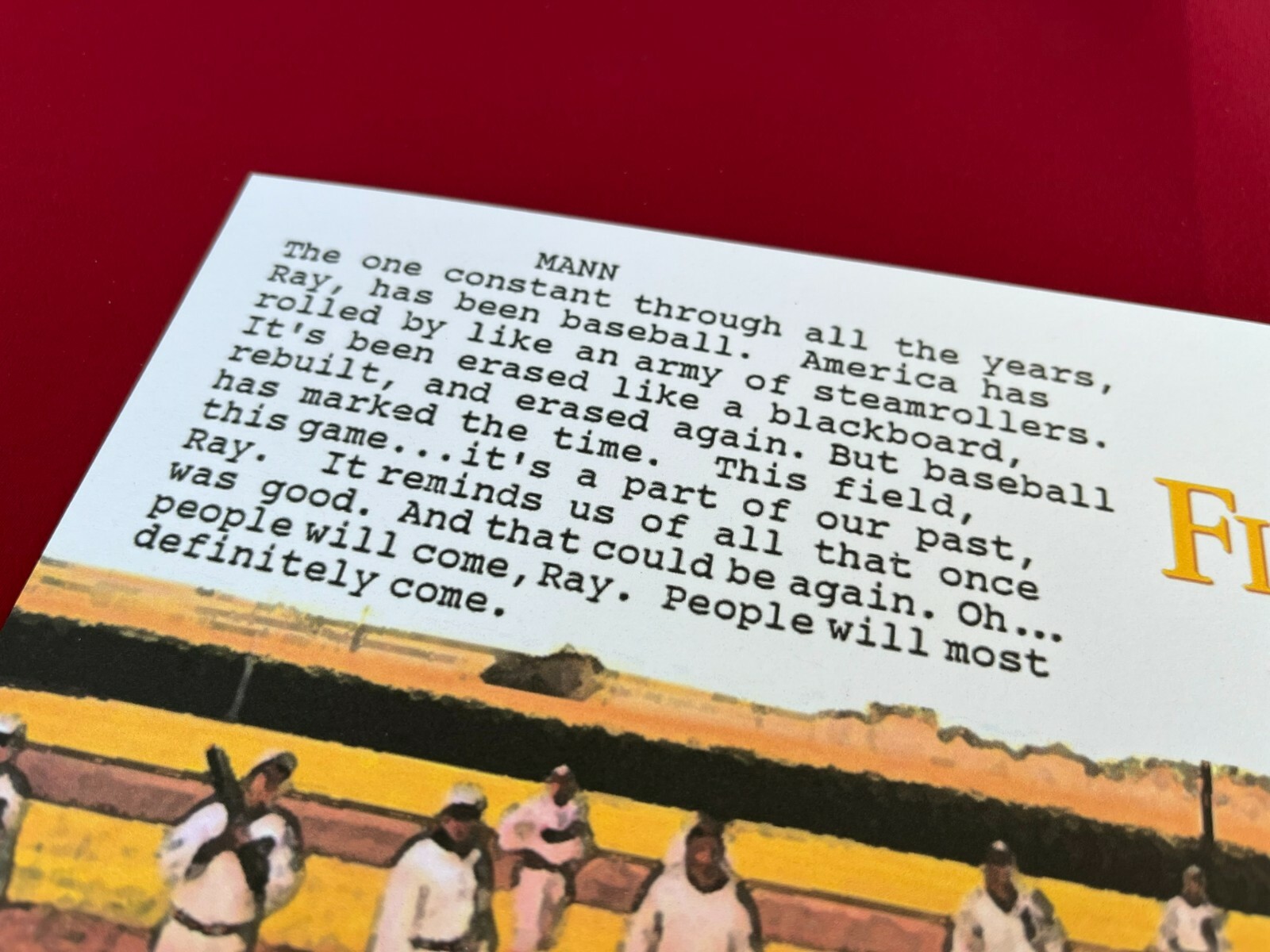 Field of Dreams “Baseball Speech” Script Art – 8.5 x 11