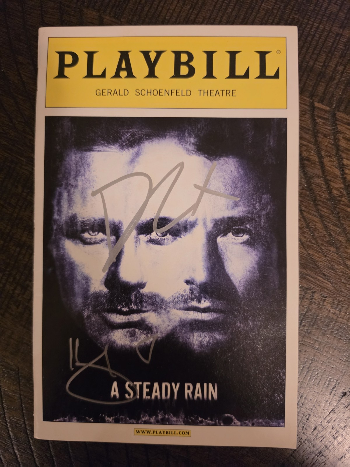 HUGH JACKMAN & DANIEL CRAIG SIGNED A STEADY RAIN PLAYBILL BROADWAY NYC 2009