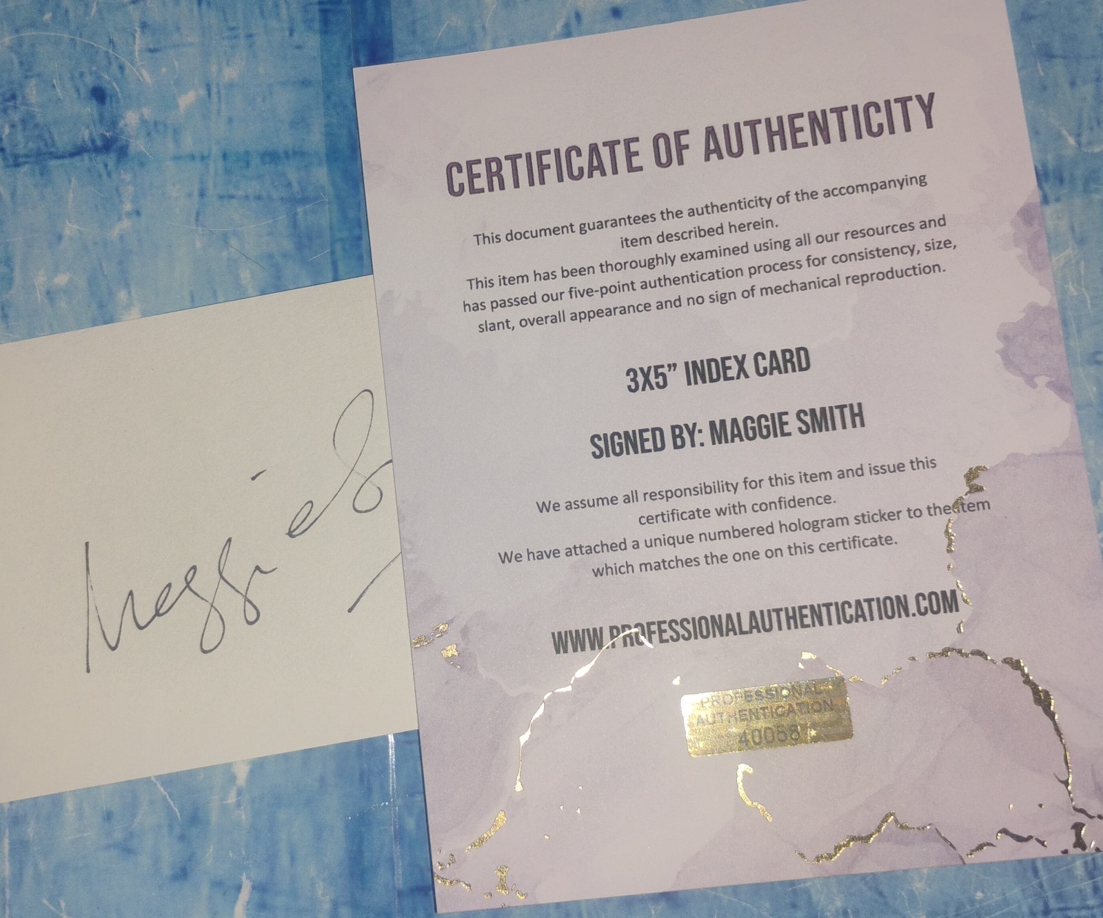 Maggie Smith Hand Signed Autograph Index Card COA – NO US TARIFF