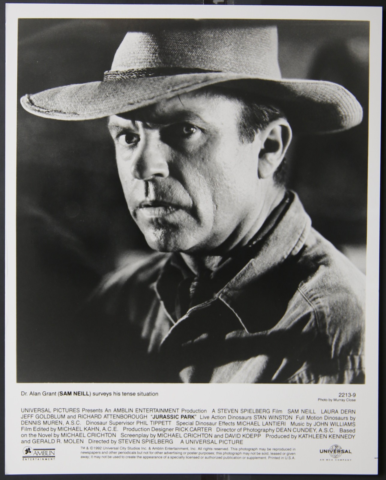 10″ x 8″ Jurassic Park Promo – Sam Neill 1992 Amblin MJ27