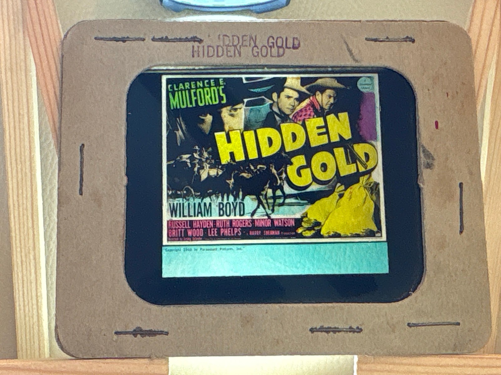 Original c.1940 William Boyd “Hidden Gold” Lantern Slide – Hopalong Cassidy!