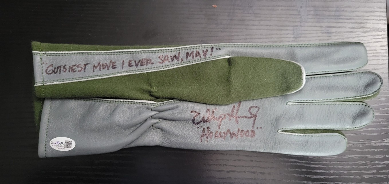 Whip Hubley signed Fighter pilot glove Hollywood Top Gun JSA coa