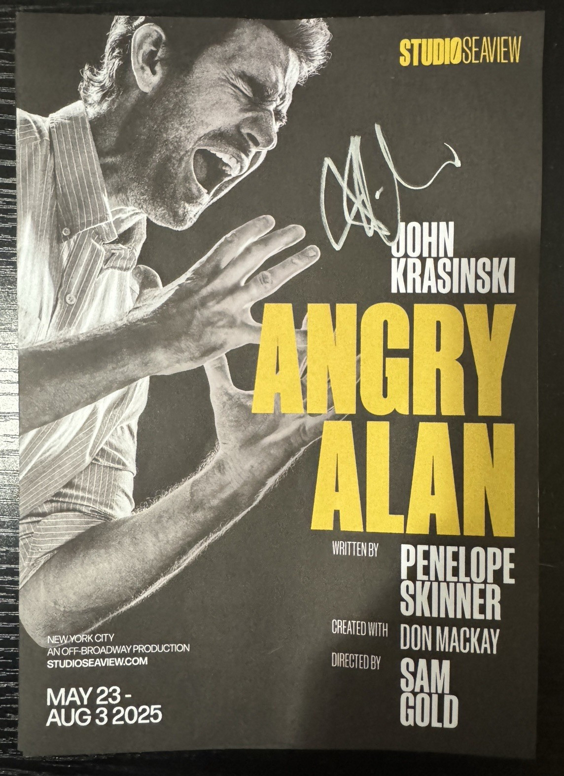 ANGRY ALAN Off Broadway Signed Playbill JOHN KRASINSKI The Office Jack Ryan 2025