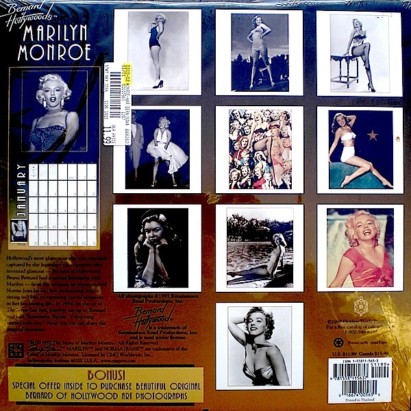 Marilyn Monroe Calendar 1998 Bruno Bernard of Hollywood Publicity Photo SEALED