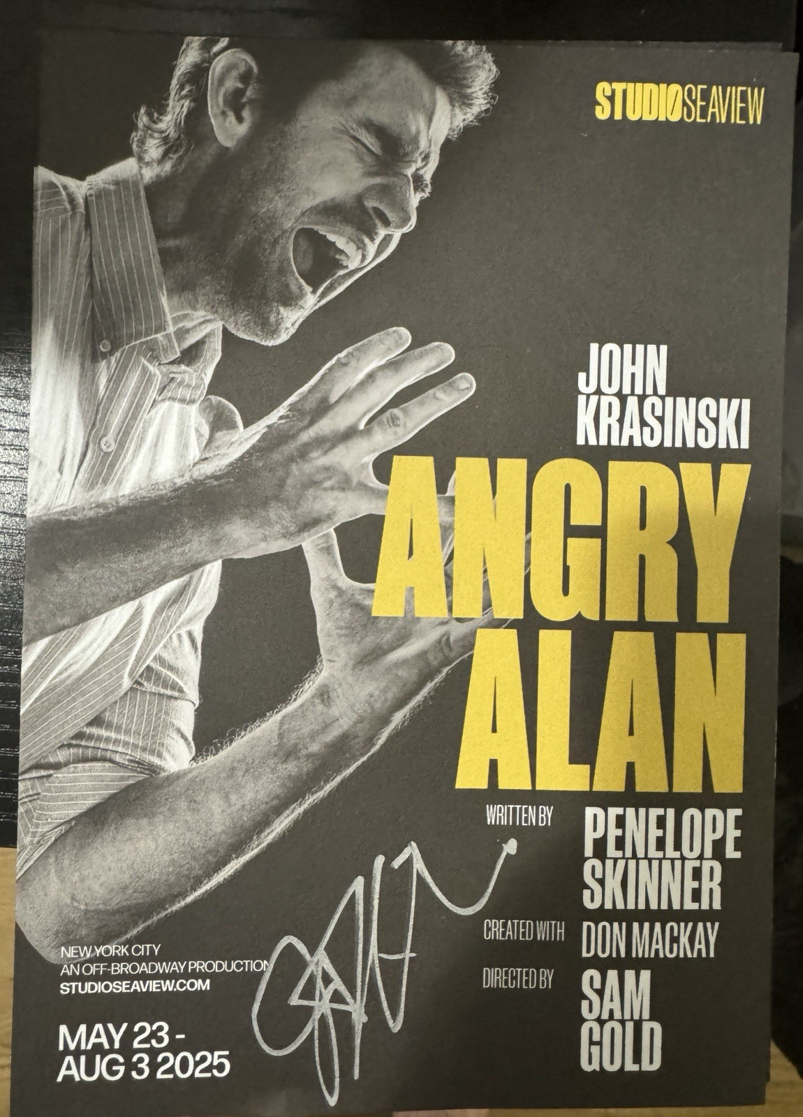 ANGRY ALAN Off Broadway Signed Playbill JOHN KRASINSKI The Office A Quiet Place
