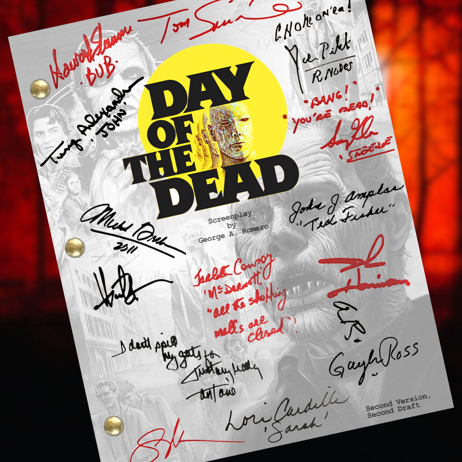Day of the Dead Movie Script Autograph Signed Reprints – 104 Pages- Horror